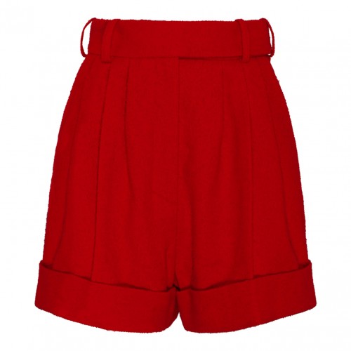 Red Cotton Tailored Shorts