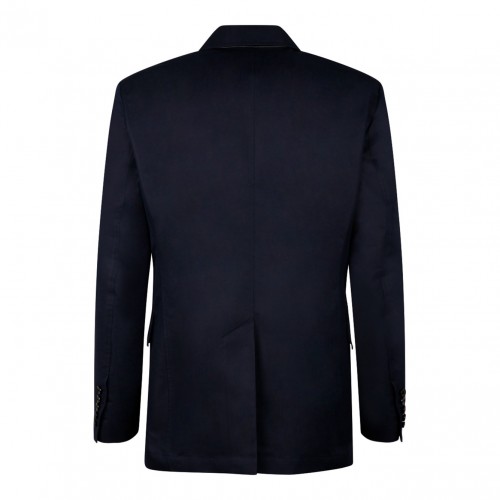 Blue Cotton Blend Single Breasted Jacket 2