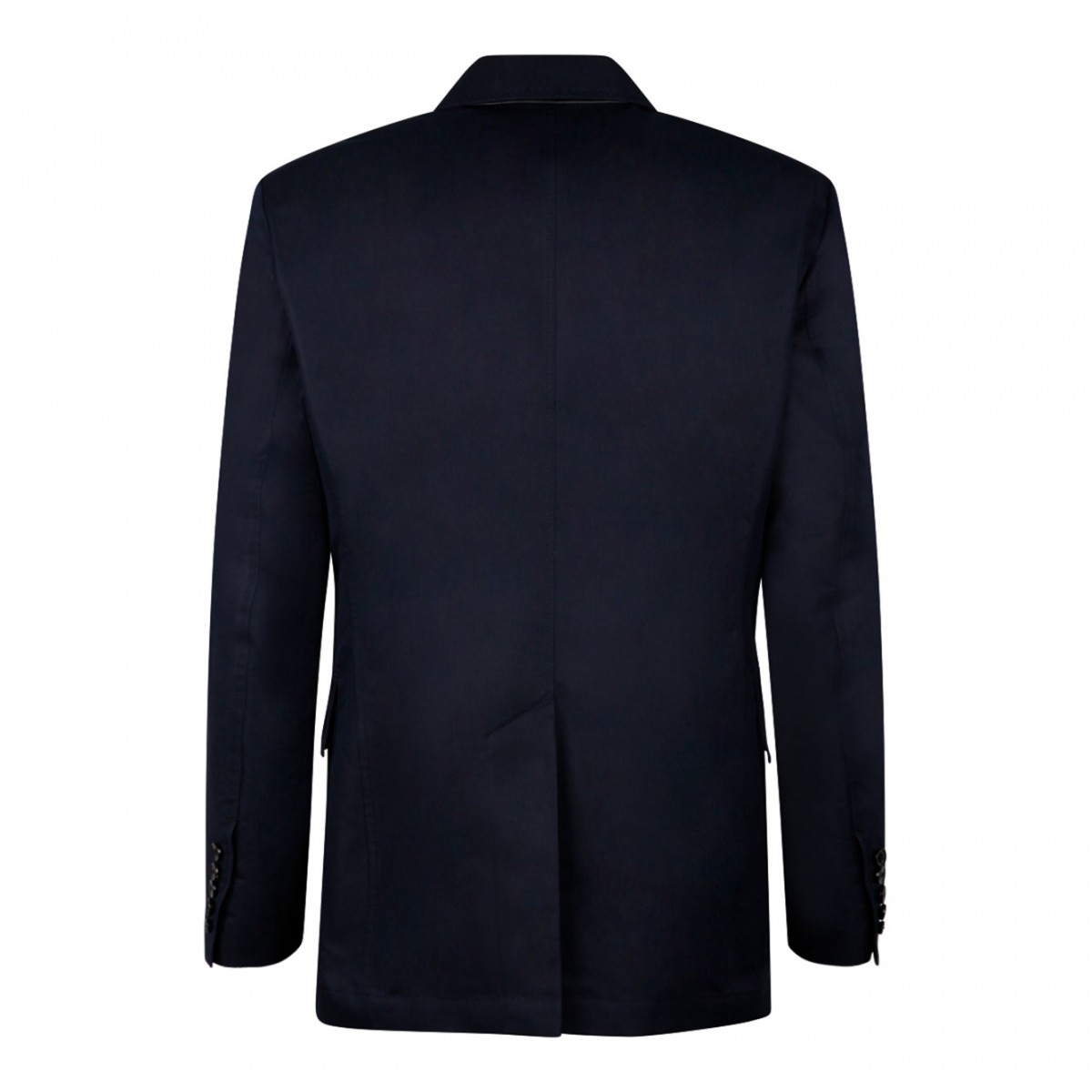 Blue Cotton Blend Single Breasted Jacket