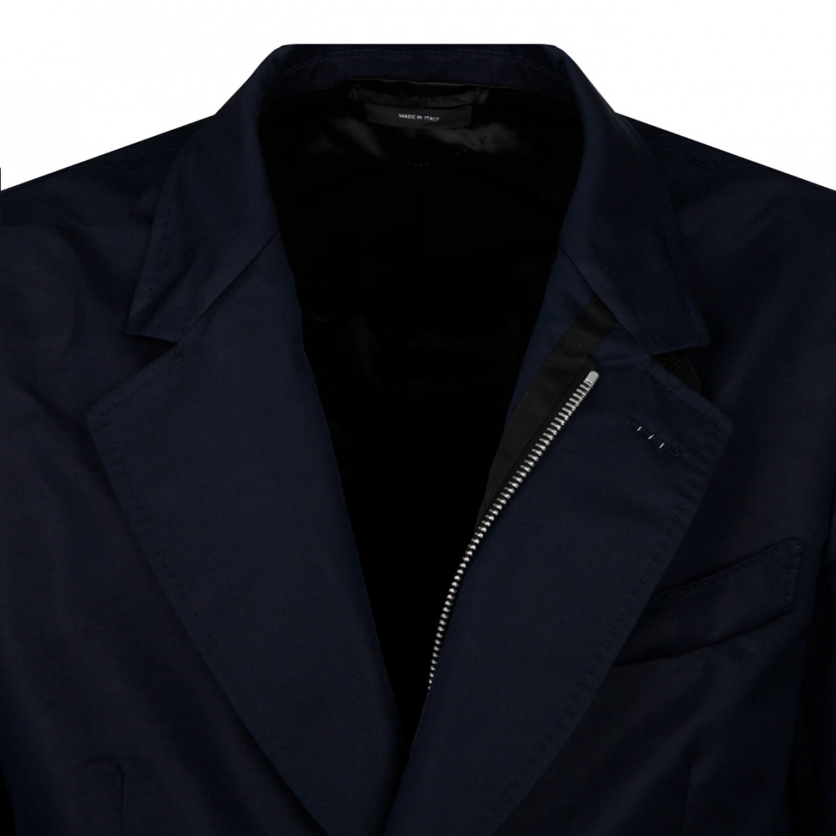 Blue Cotton Blend Single Breasted Jacket