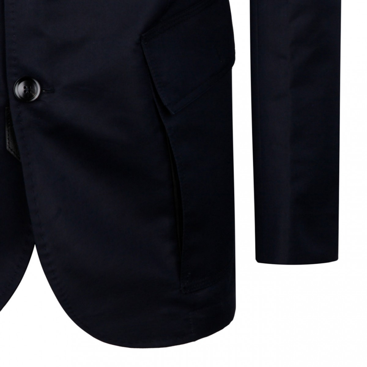 Blue Cotton Blend Single Breasted Jacket