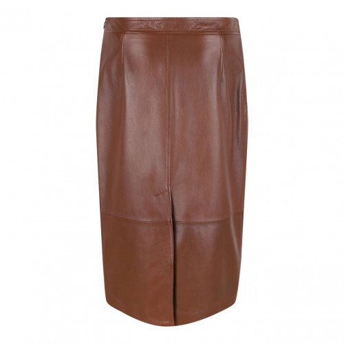 Brown Leather Pencil Skirt 2