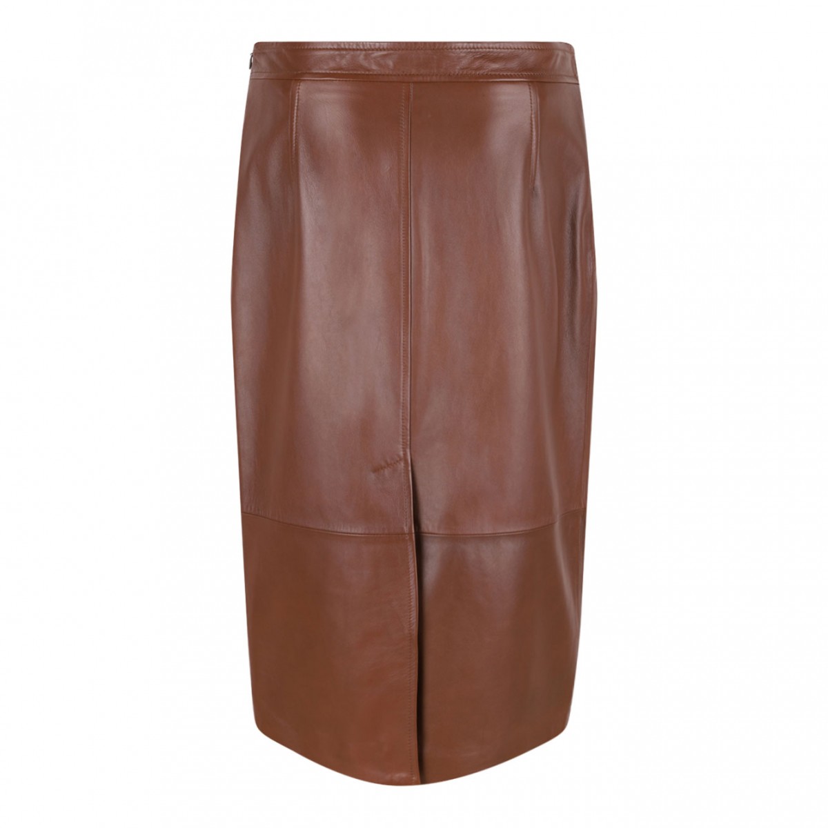 Brown Leather Pencil Skirt