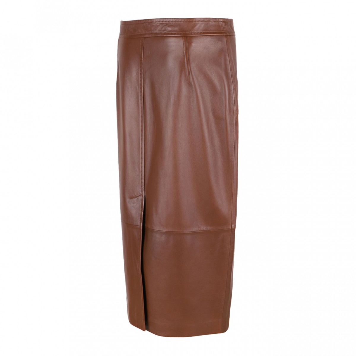 Brown Leather Pencil Skirt