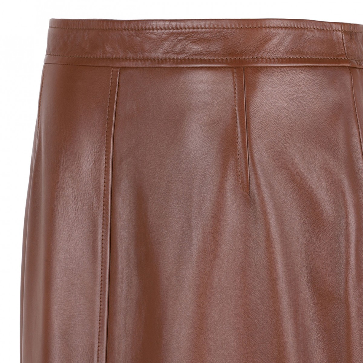 Brown Leather Pencil Skirt