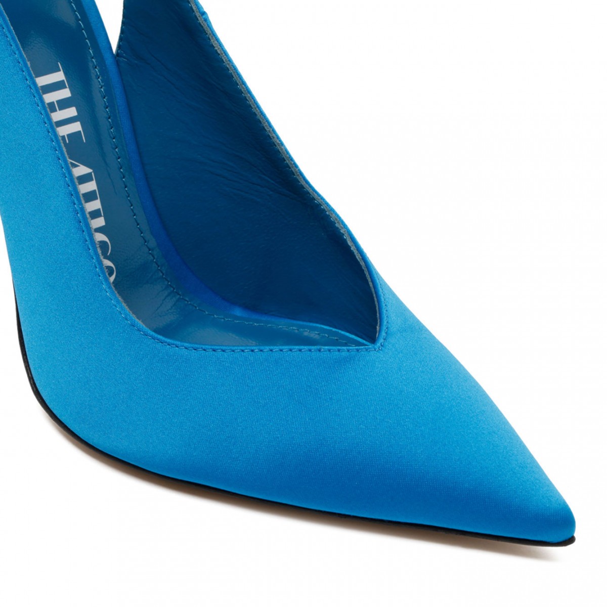 Turquoise Fabric and Leather Ankle Tied Pumps