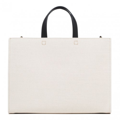 Beige and Black Medium Canvas G-Tote