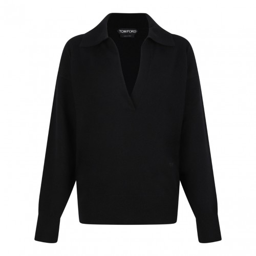 Black Cashmere Silk Polo