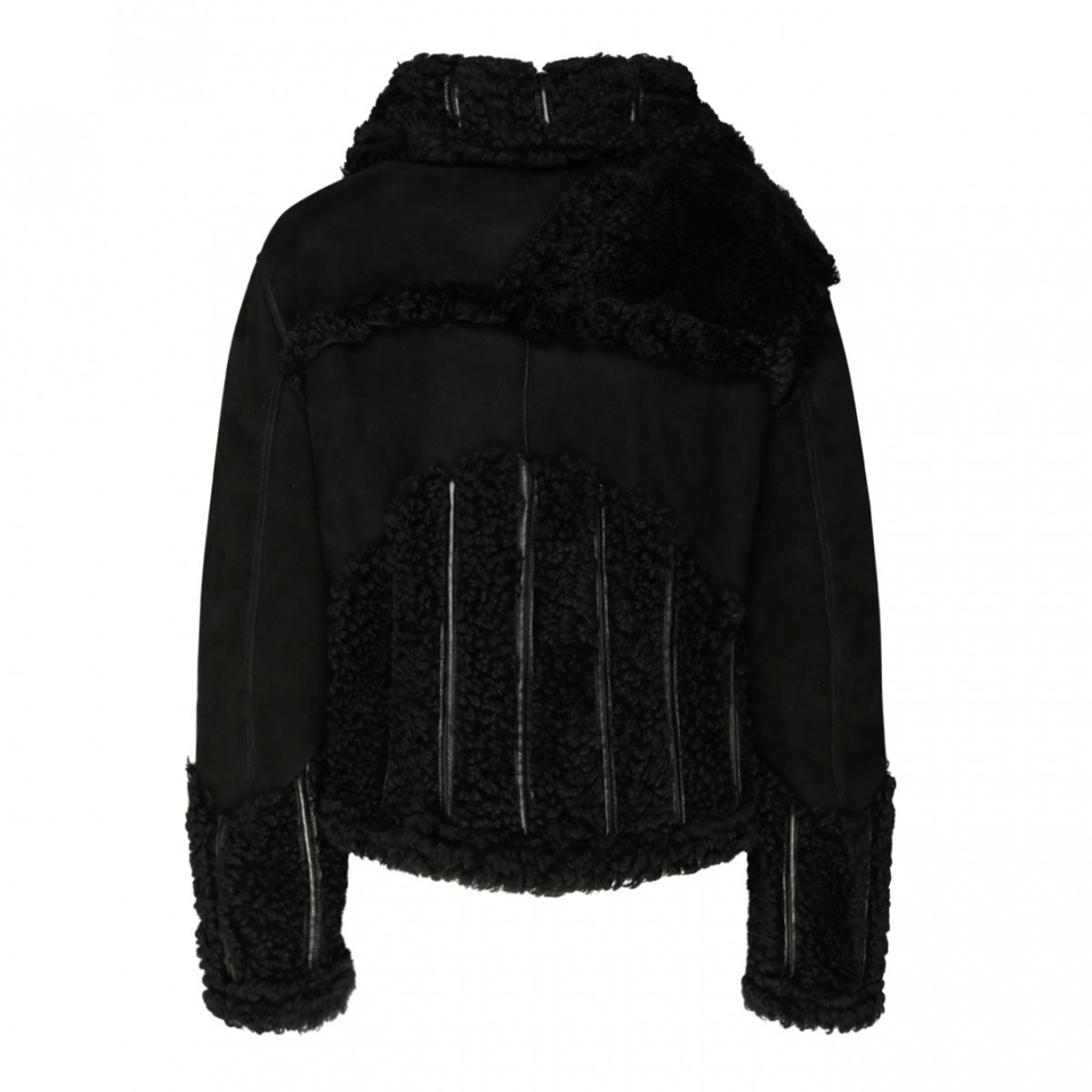 Black Shearling Zip Up Jacket