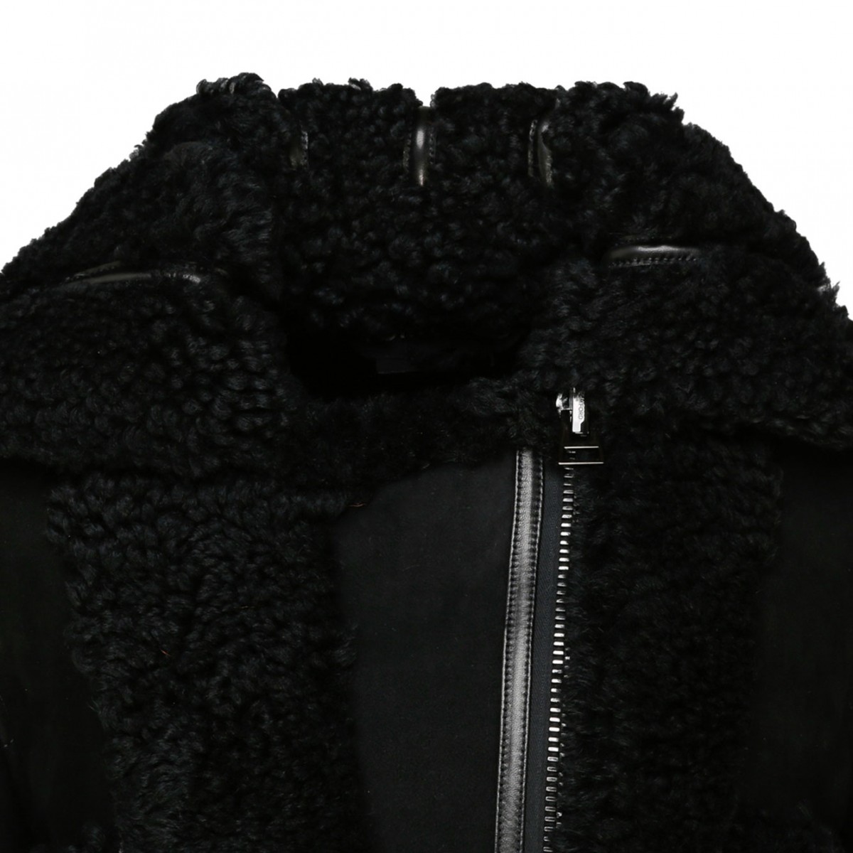 Black Shearling Zip Up Jacket
