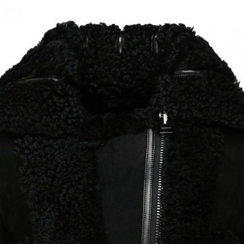 Black Shearling Zip Up Jacket