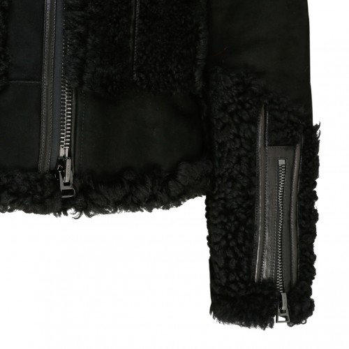 Black Shearling Zip Up Jacket