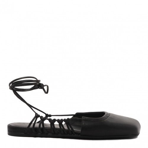 Black Leather Ballet Flats
