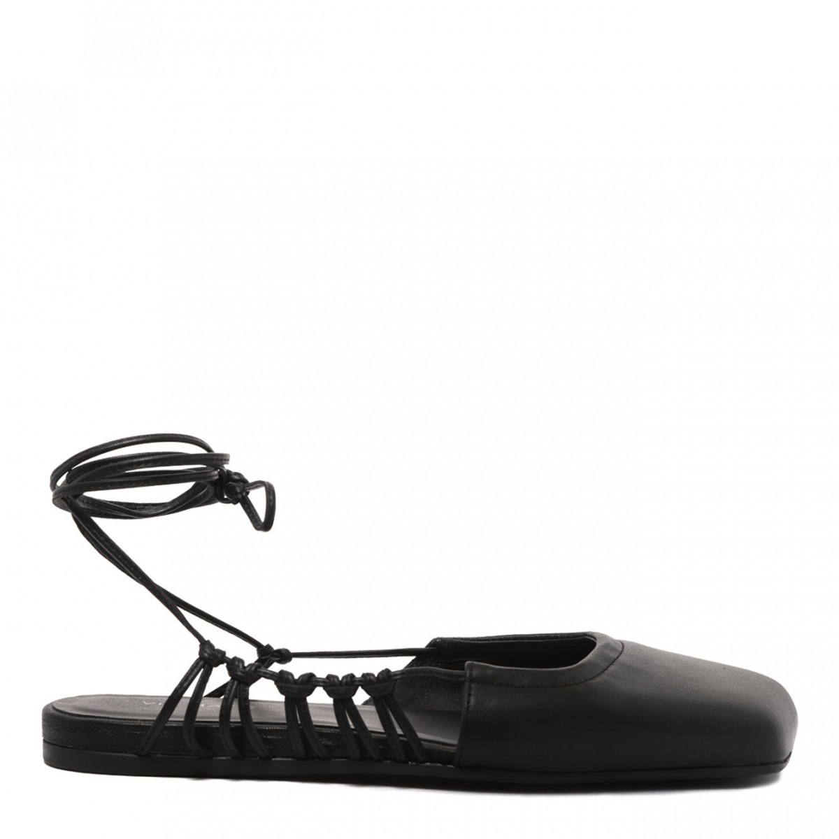 Black Leather Ballet Flats