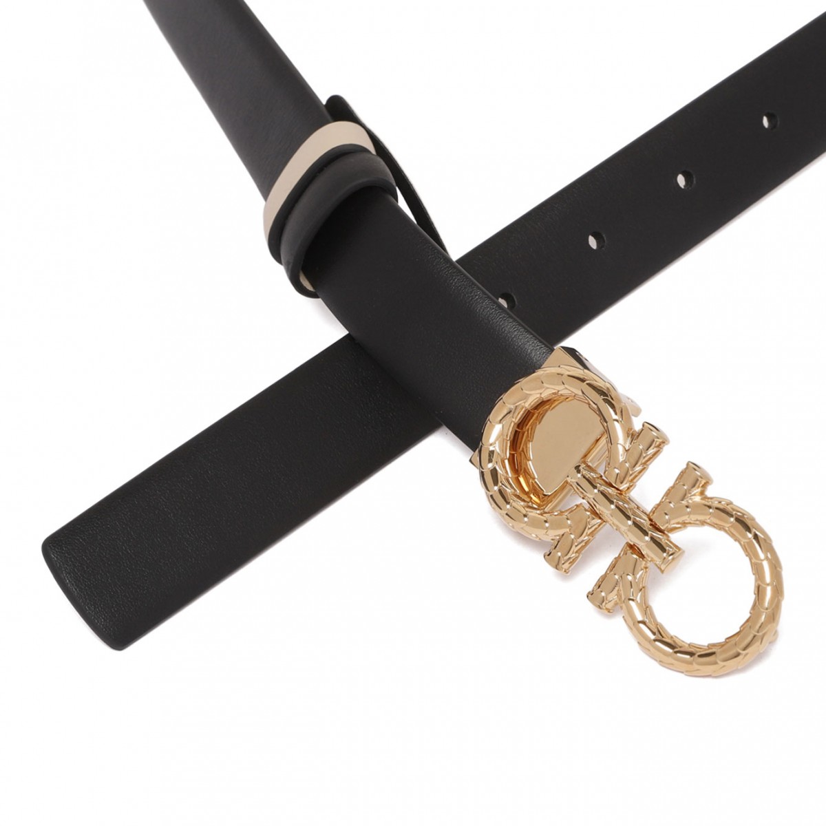 Black Reversible Gancini Buckle Belt