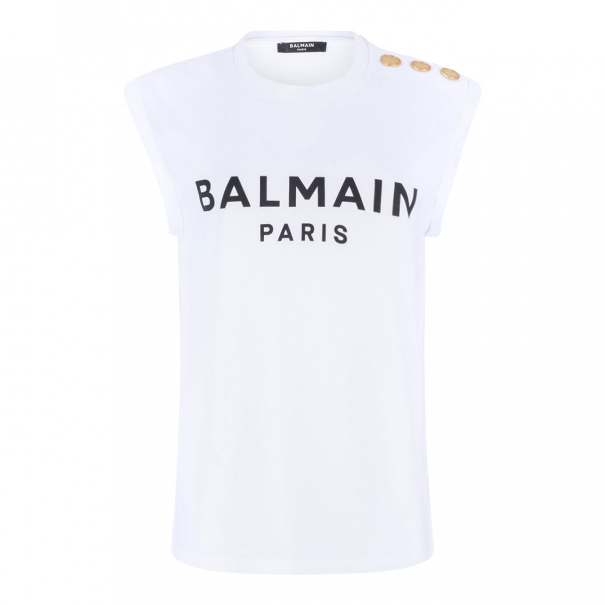 White and Black Logo Print Tank Top