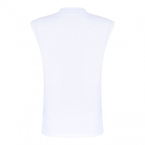 White and Black Logo Print Tank Top