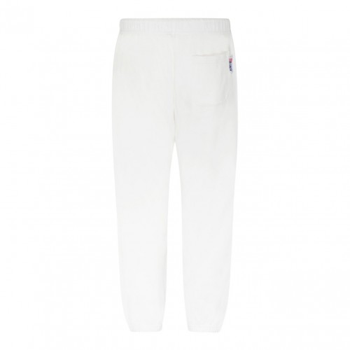 White Cotton Logo Print Drawstring Track Pants