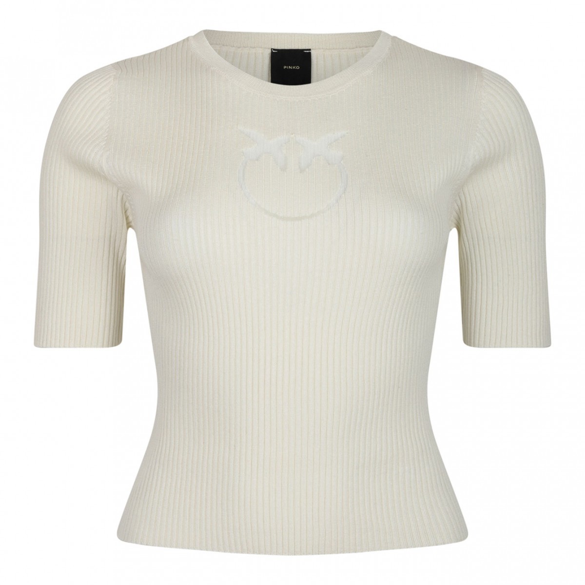 White Love Birds Ribbed Top