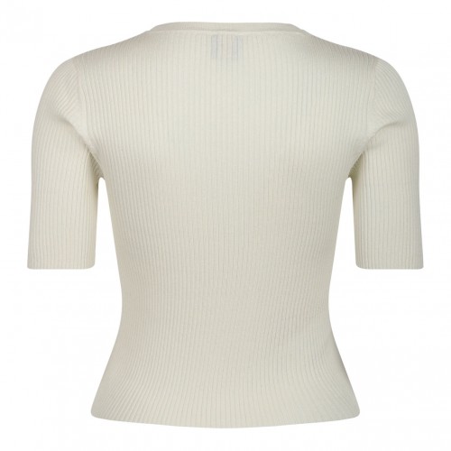 White Love Birds Ribbed Top