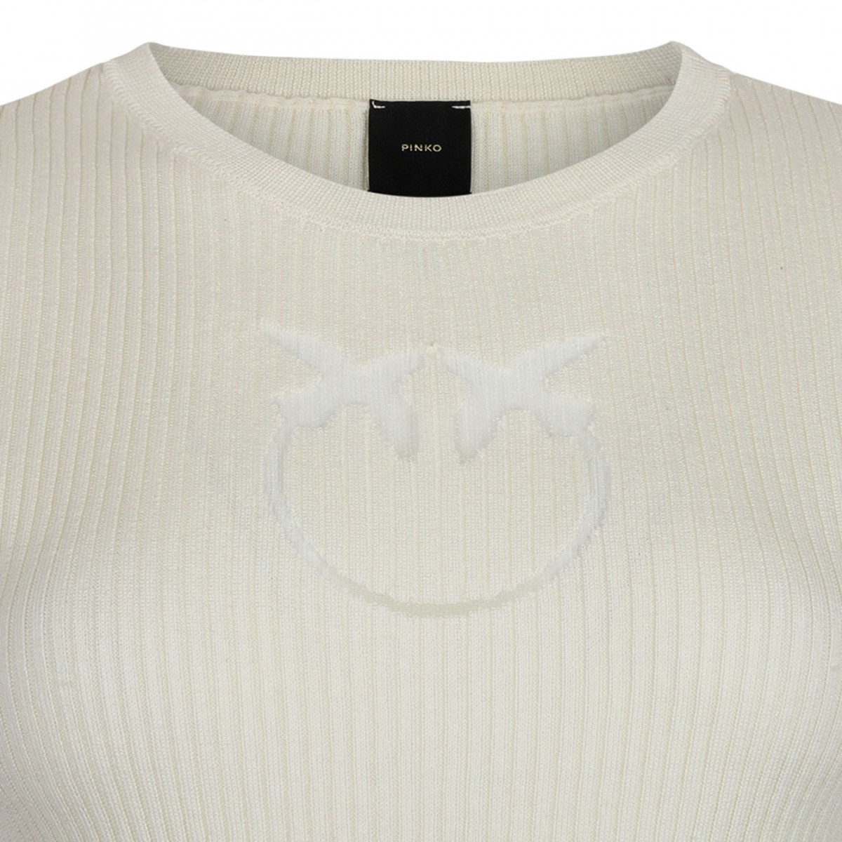 White Love Birds Ribbed Top