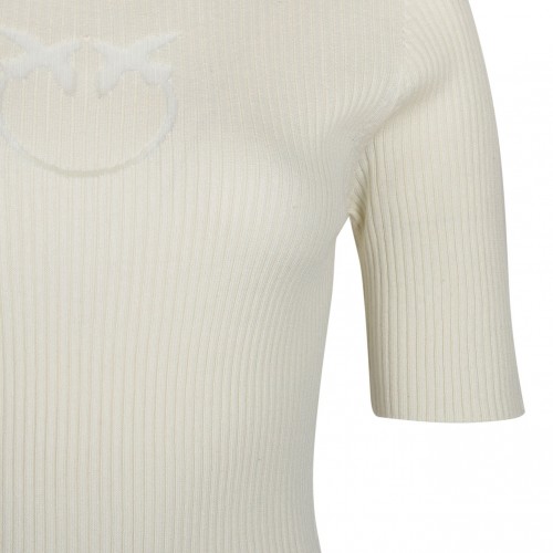 White Love Birds Ribbed Top