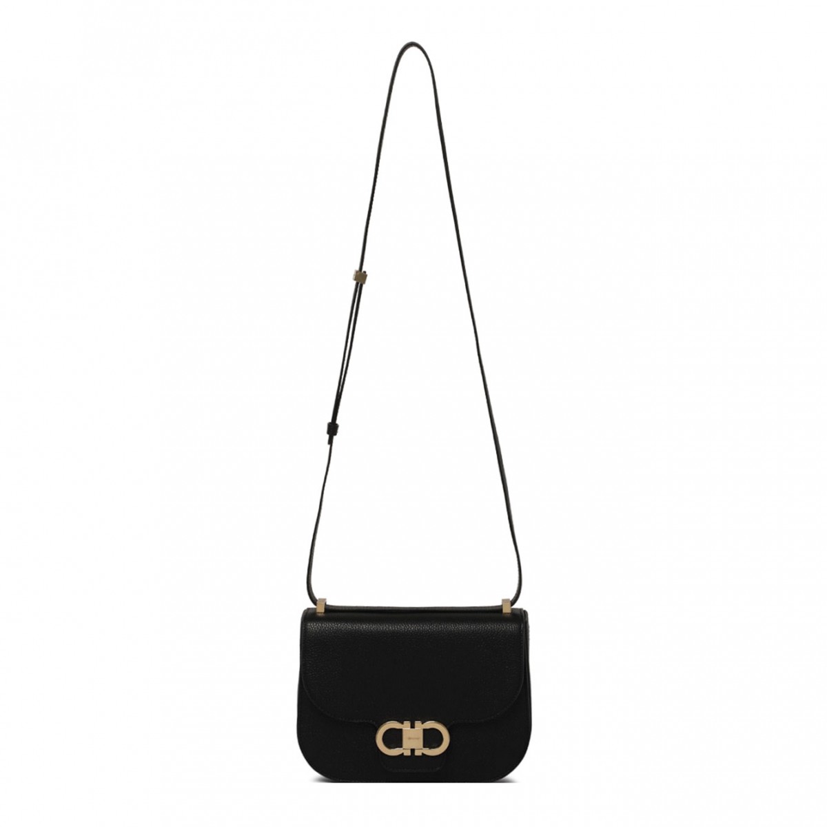 Black Double Gancini Shoulder Bag