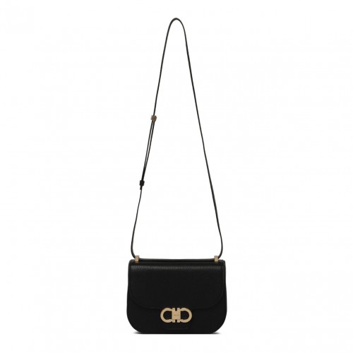 Black Double Gancini Shoulder Bag