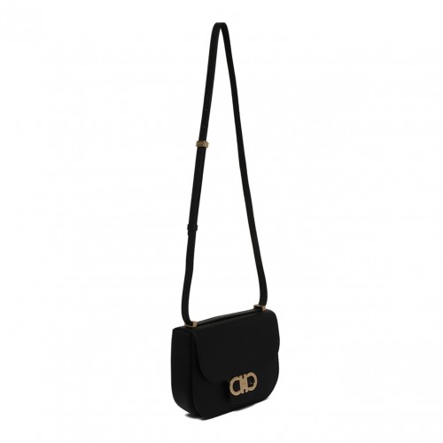 Black Double Gancini Shoulder Bag
