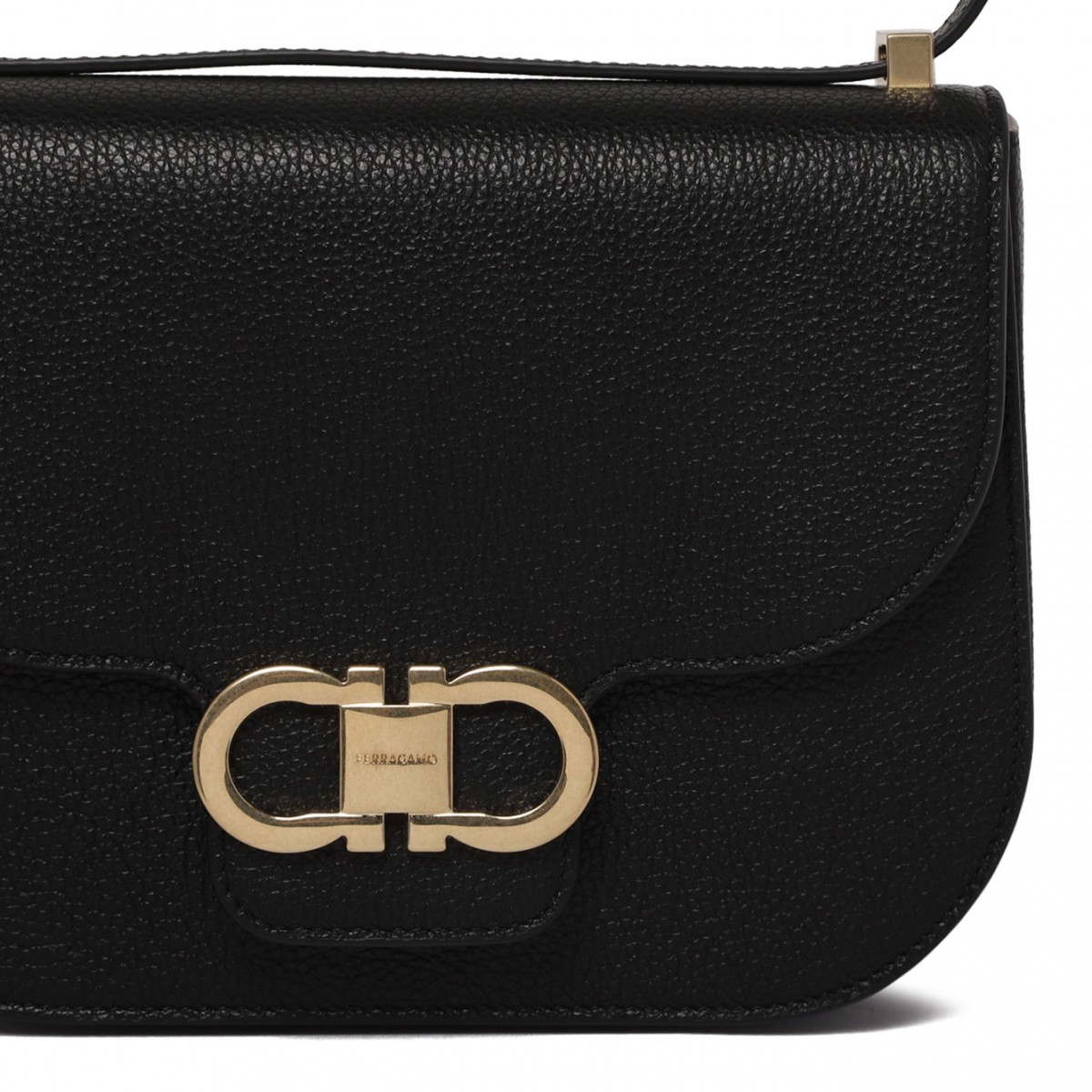 Black Double Gancini Shoulder Bag