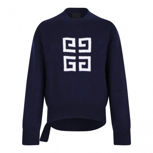 Navy and White 4G Cashmere Sweater