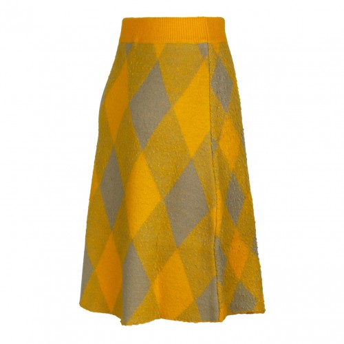 Check Plaid Wool Skirt