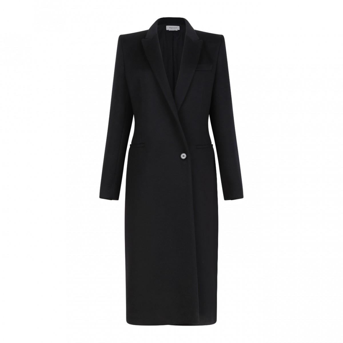 Black Stacked Shoulder Tailored Coat