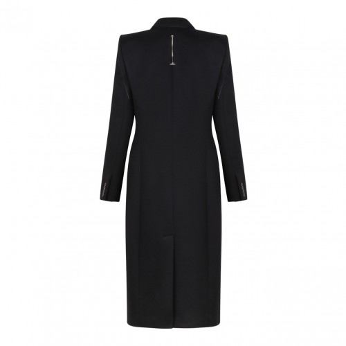 Black Stacked Shoulder Tailored Coat 2