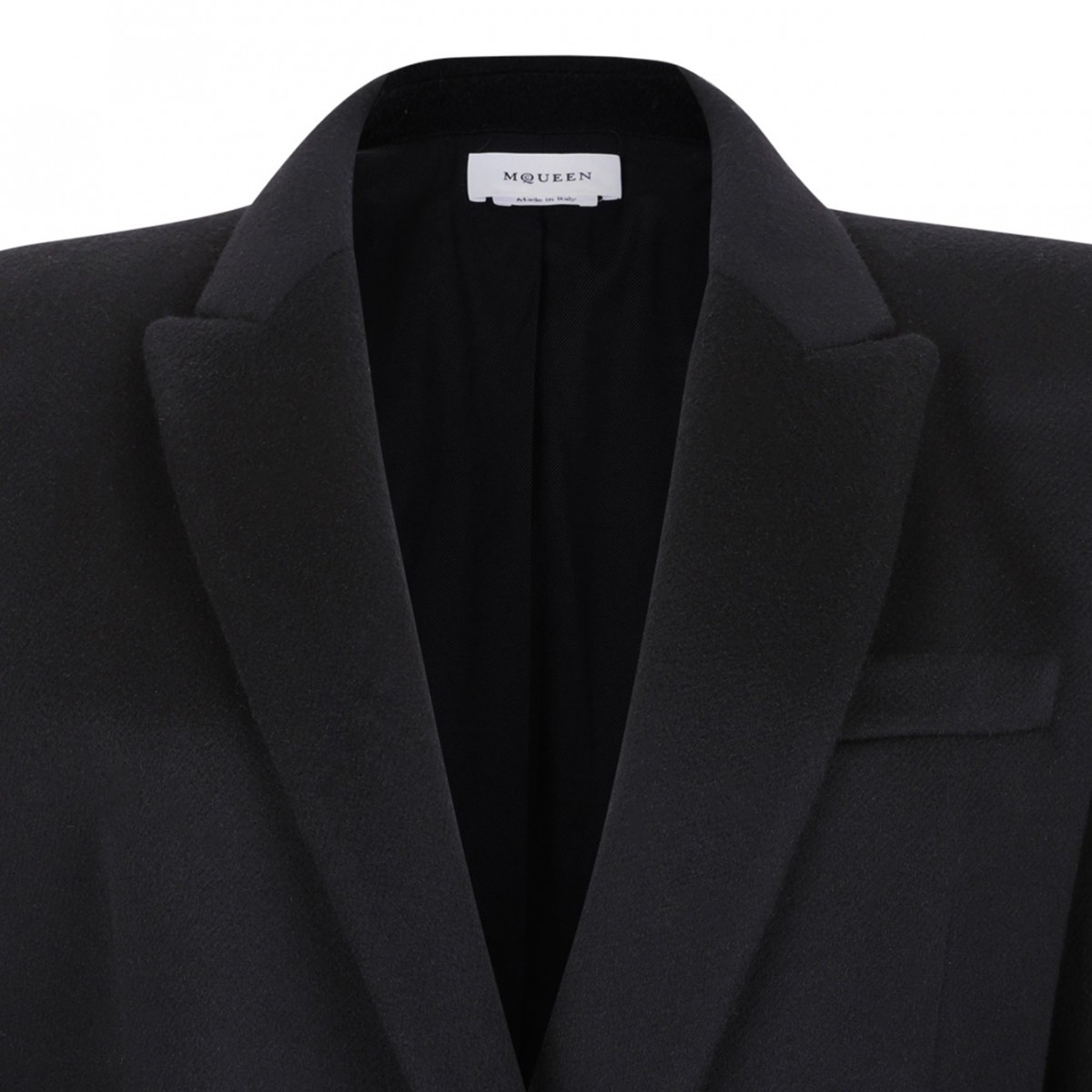 Black Stacked Shoulder Tailored Coat