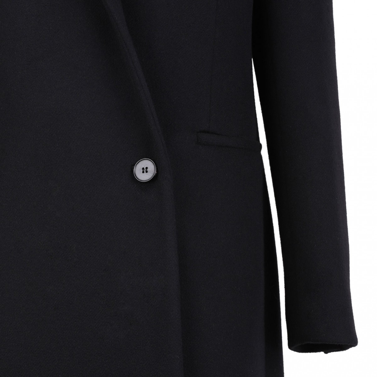 Black Stacked Shoulder Tailored Coat