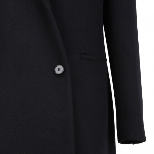 Black Stacked Shoulder Tailored Coat