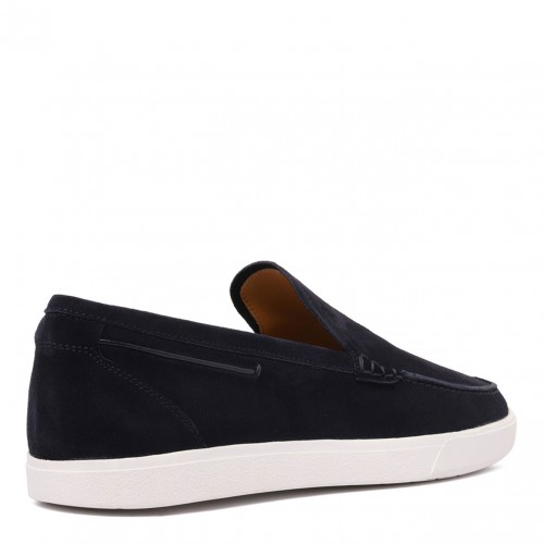 Navy Blue Signature Suede Loafers