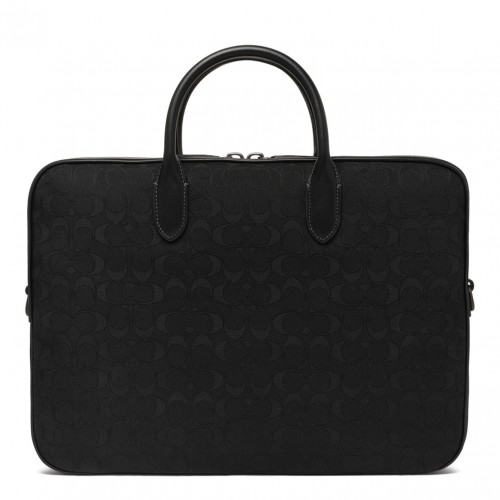 Black Theo Signature Jacquard Work Bag