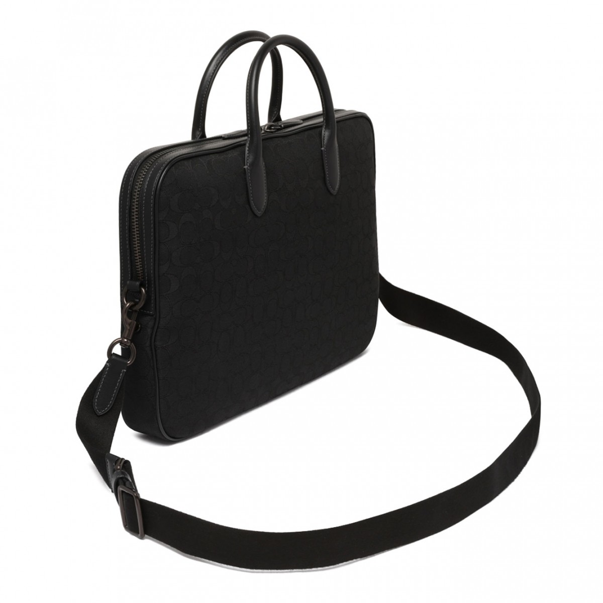 Black Theo Signature Jacquard Work Bag