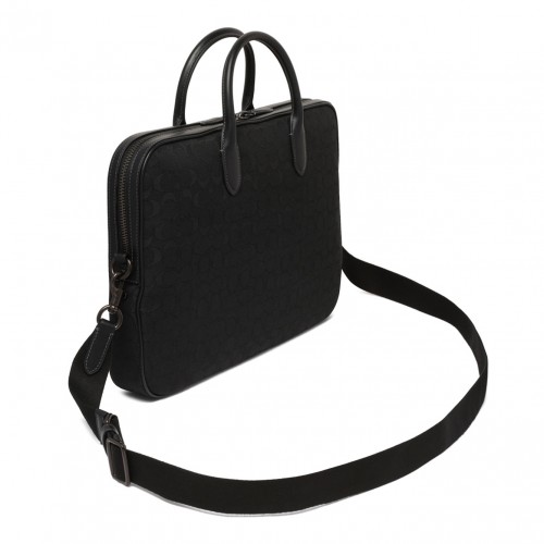 Black Theo Signature Jacquard Work Bag