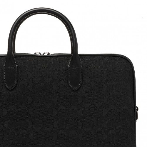 Black Theo Signature Jacquard Work Bag