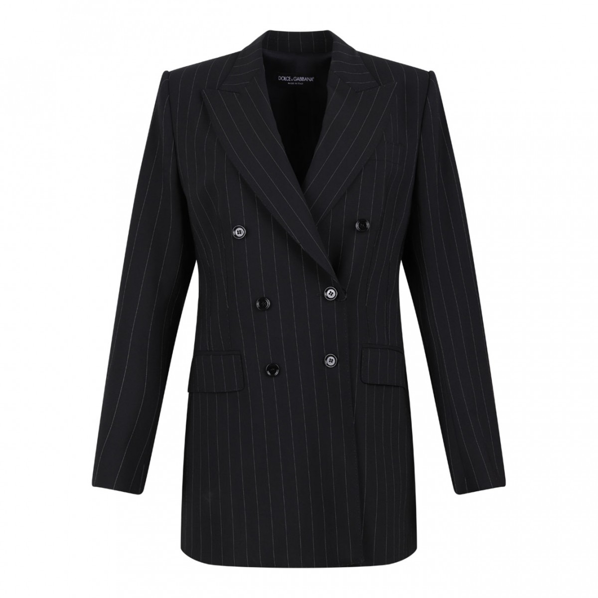 Single-Breasted Pinstripe Wool Turlington