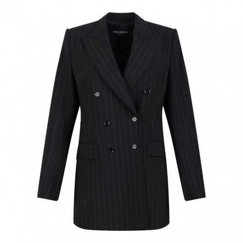 Single-Breasted Pinstripe Wool Turlington