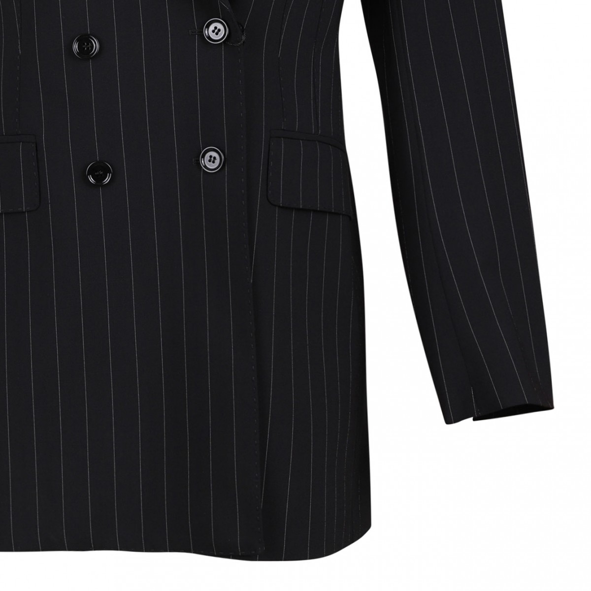 Single-Breasted Pinstripe Wool Turlington