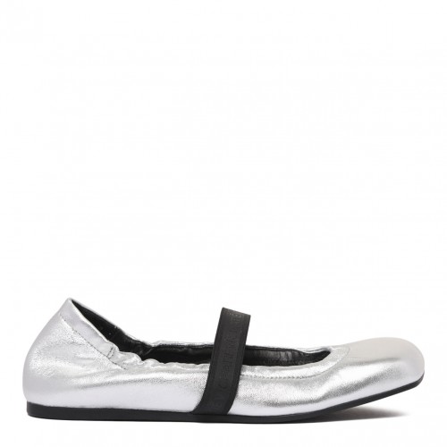 Silver Leather Ballerina Shoes