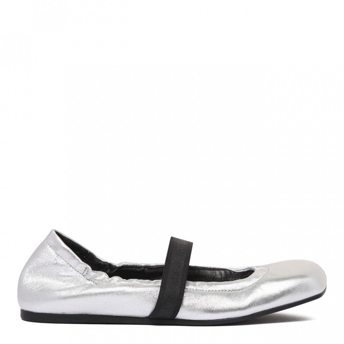 Silver Leather Ballerina Shoes