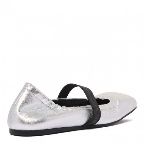 Silver Leather Ballerina Shoes