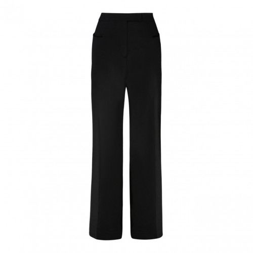 Black Virgin Wool Flared Trousers