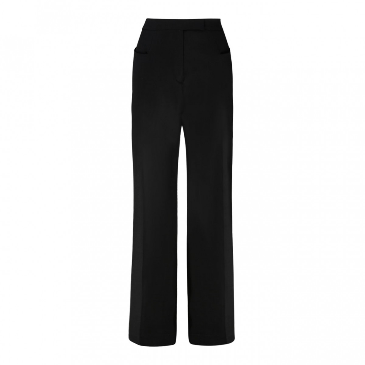 Black Virgin Wool Flared Trousers